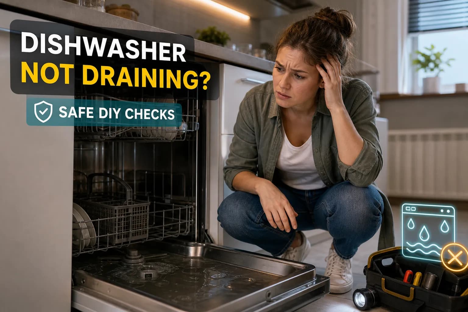 Dishwasher not draining? 10 safe DIY checks to fix