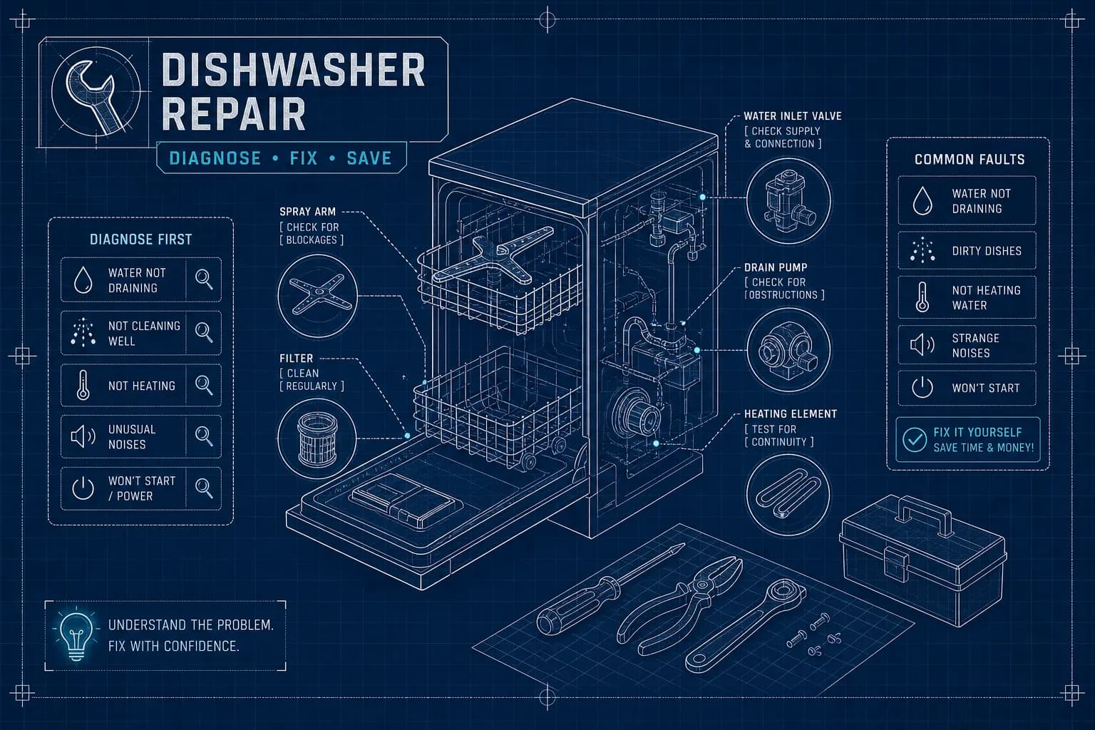 Dishwasher repair tips: diagnose and fix common faults