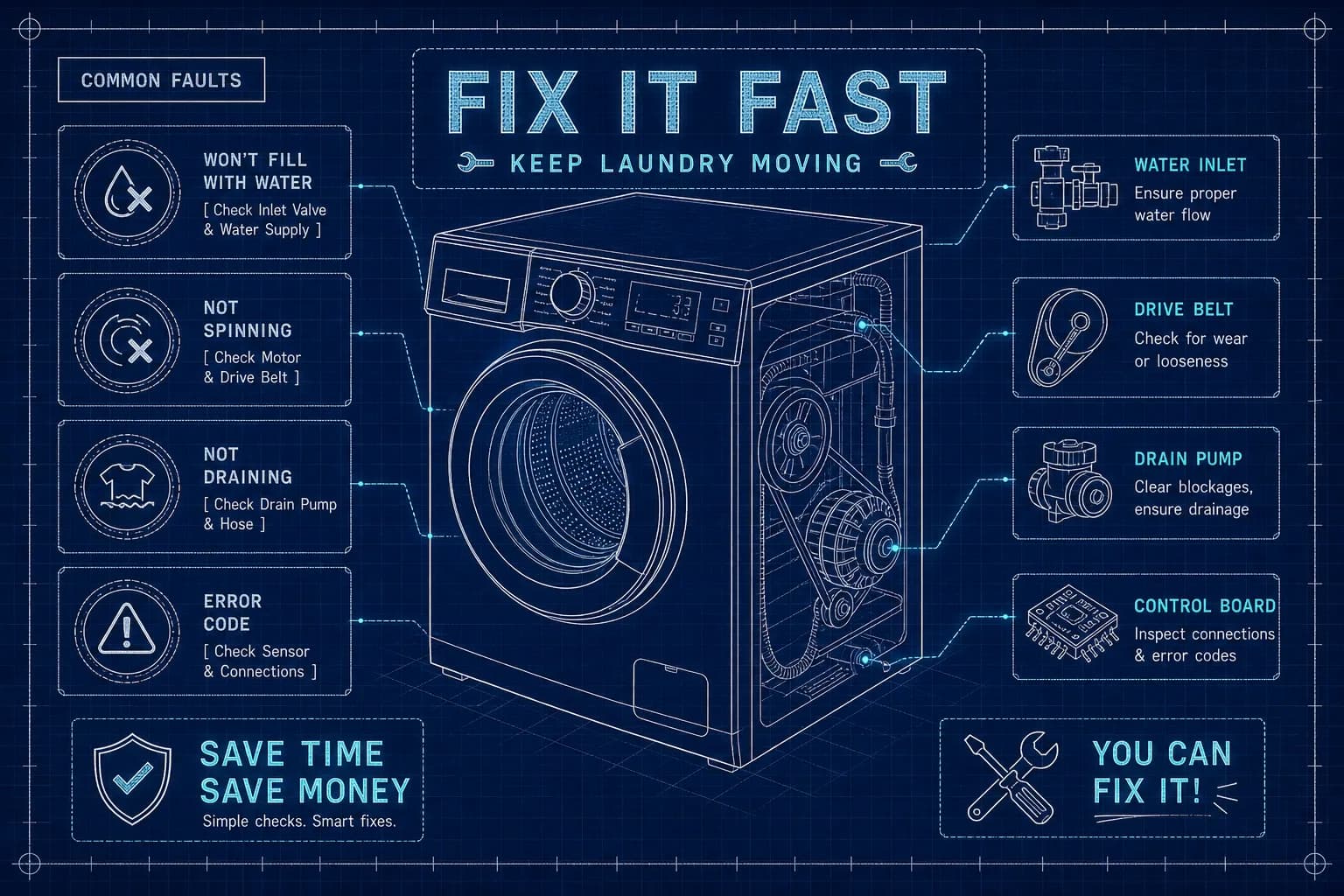 Fix Washing Machine Fast: Common Faults & Fixes UK 2026