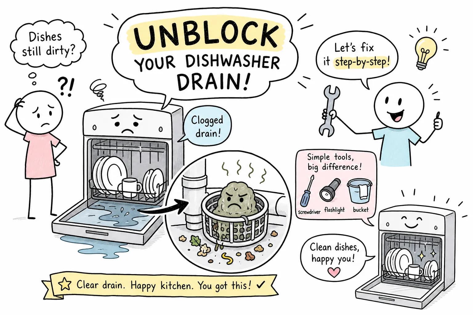 Unblock a Dishwasher Drain: Fast 30-Min Guide & Fixes