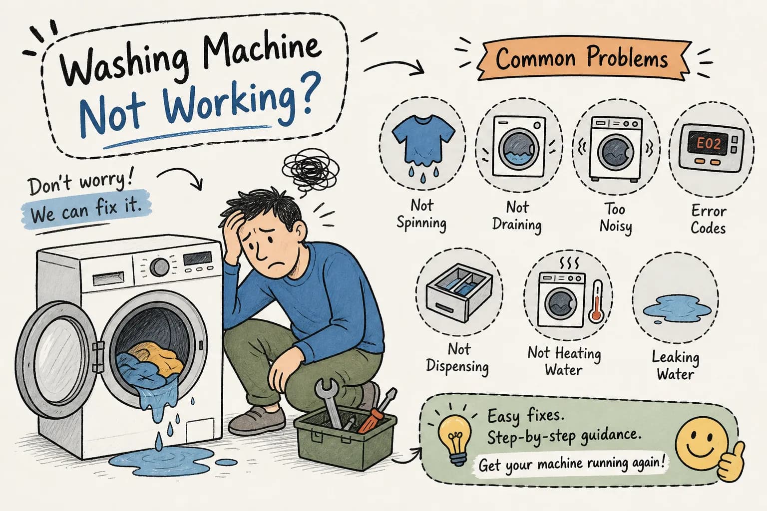 Washing Machine Problems: 7 Fixes & Repair Tips at Home