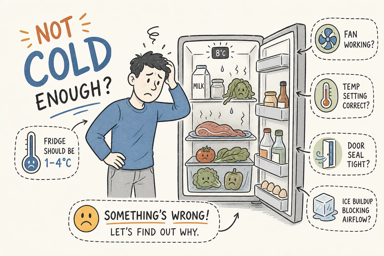 Fridge not keeping food cold: causes & quick fixes