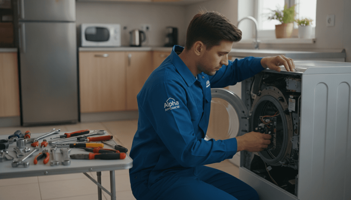 What is the easiest way to book a household appliance repair online in the UK?