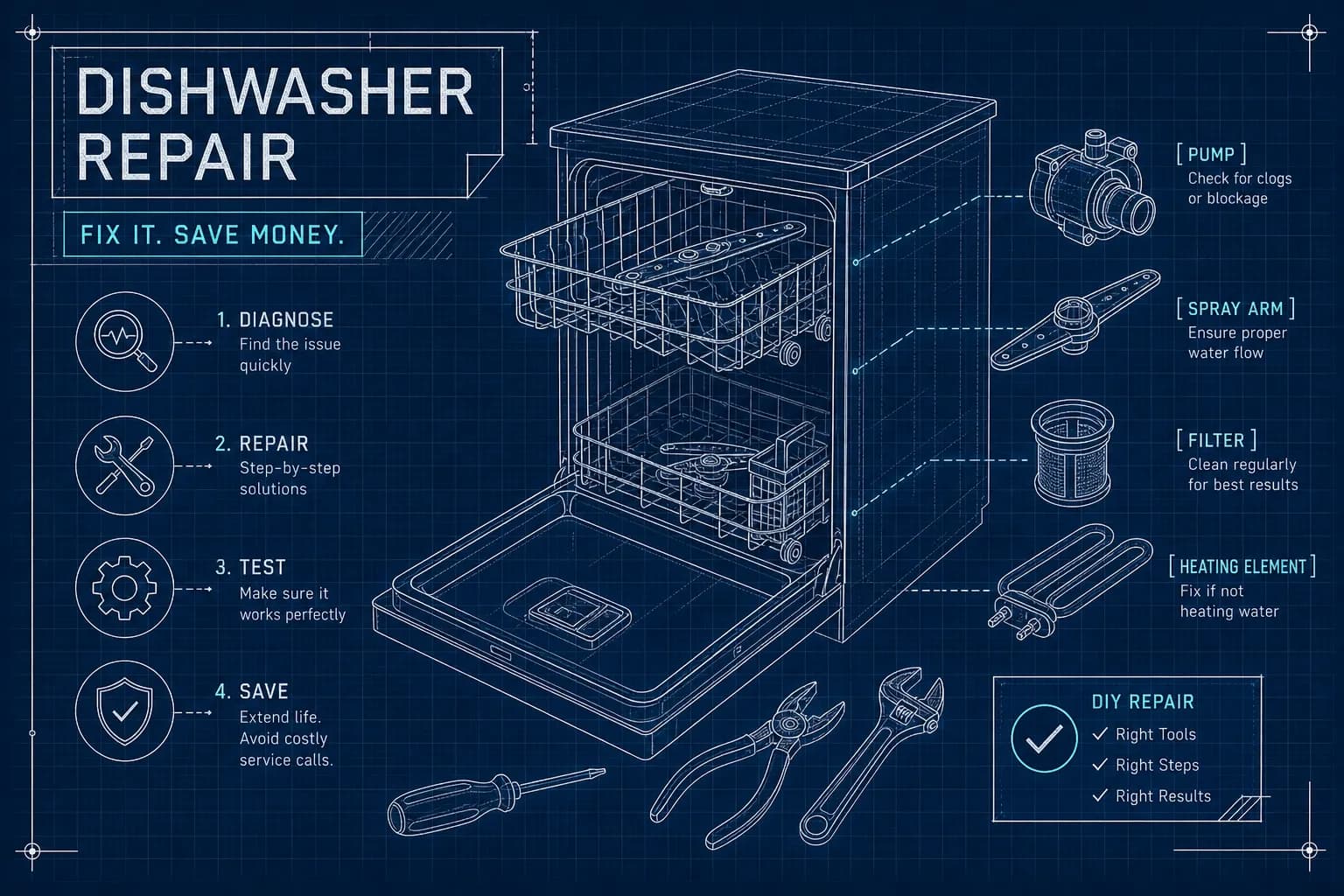 Dishwasher Repair at Home: Complete DIY Guide: Tips & Costs