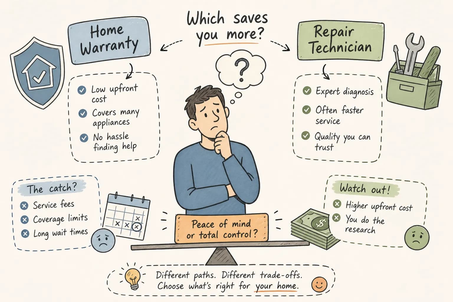 Home warranty vs repair technician: honest trade-offs