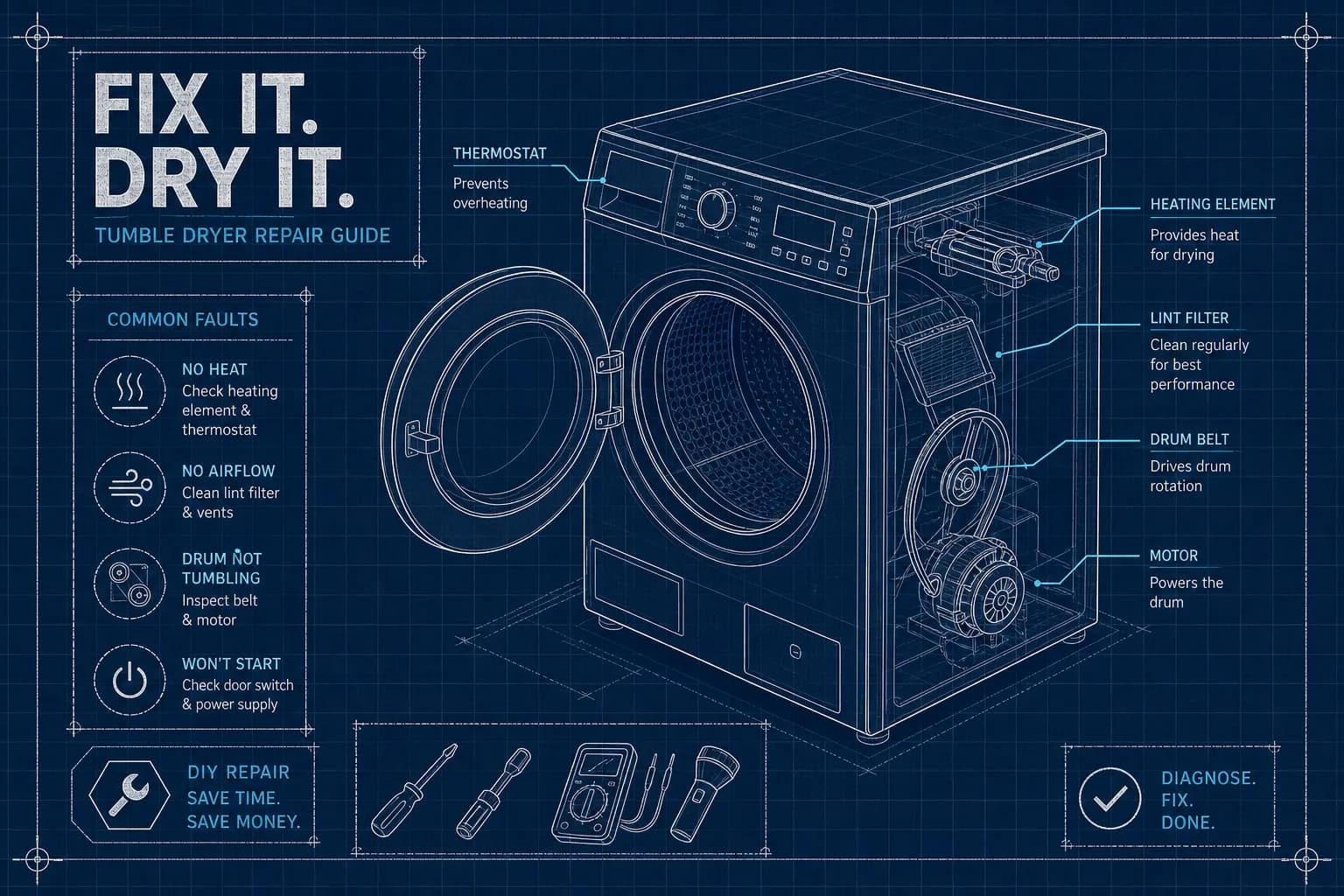 Fix a Tumble Dryer: Common Faults Explained & Costs