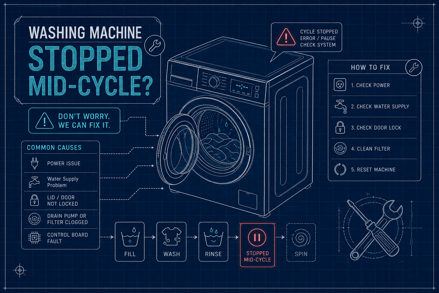 Why Did My Washing Machine Stop Mid-Cycle and How Do I Fix It?