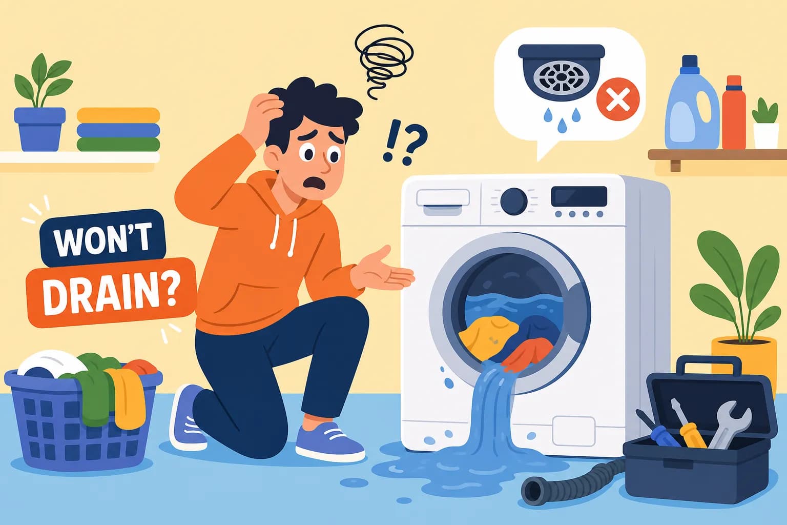Washing machine won't drain: quick fixes & safety guide